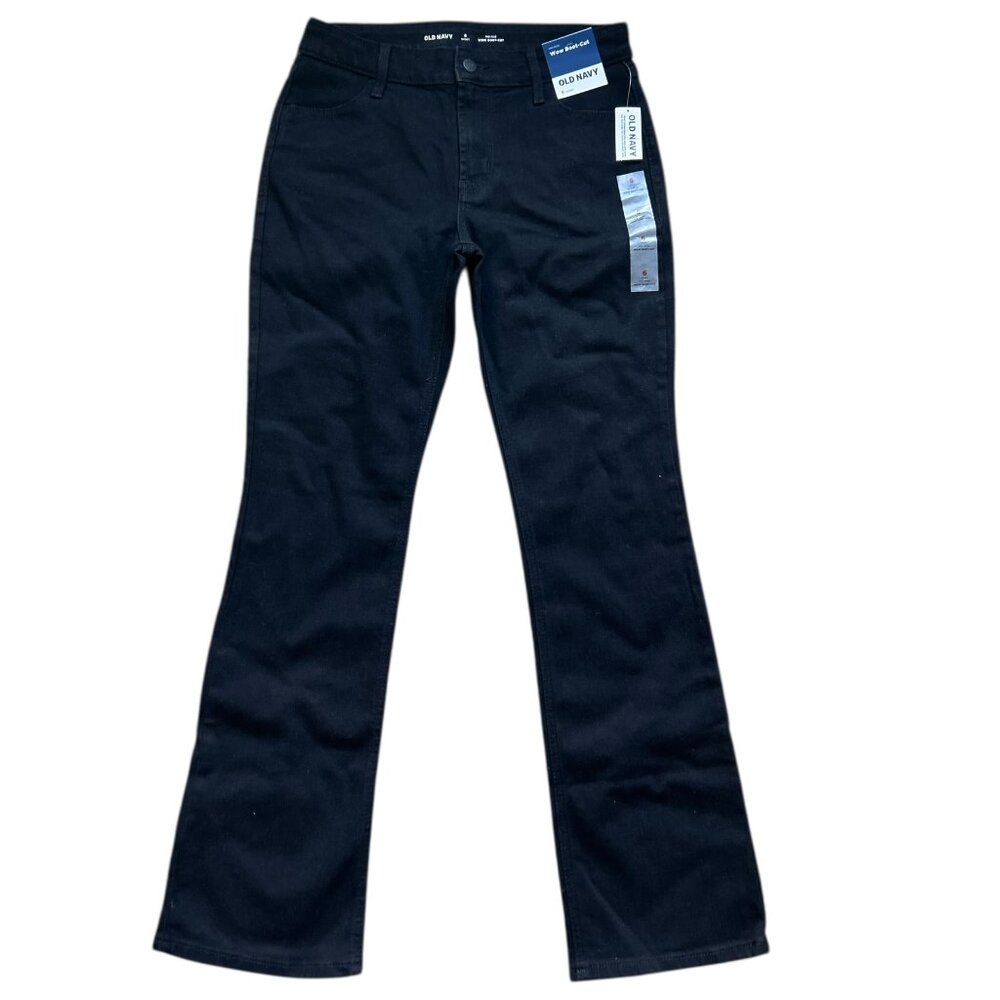 Old Navy Jeans Womens 6 Short Black Mid Rise Wow Boot Cut Stretch Denim NWT